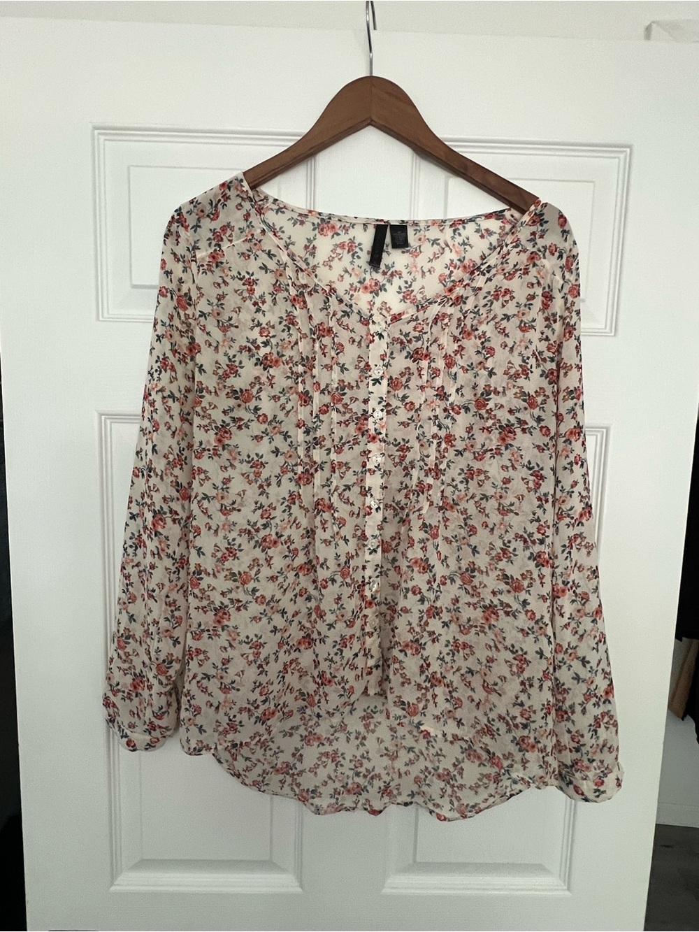 Full Tilt Cream Floral Button-Front Blouse
